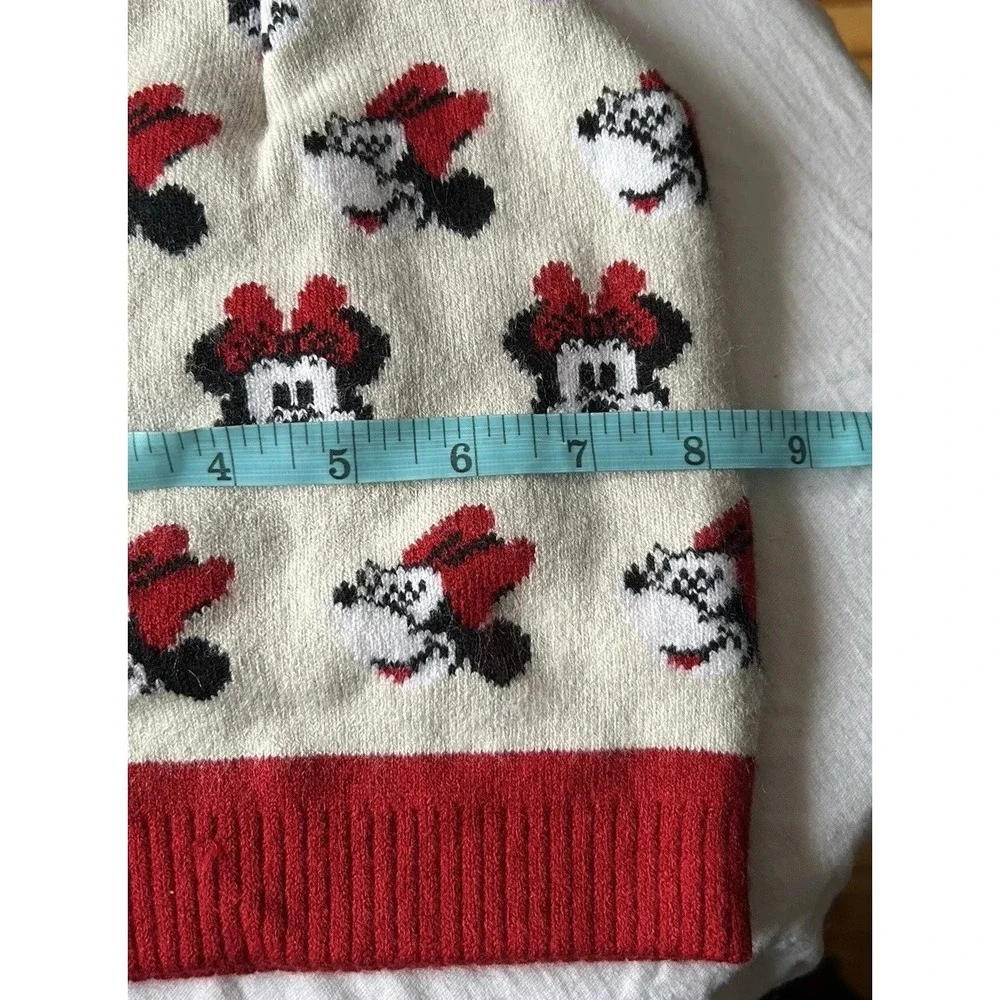 Adorable Coquette Cozy Disney Junior Minnie Mouse Cream Warm Fall Stretch Beanie